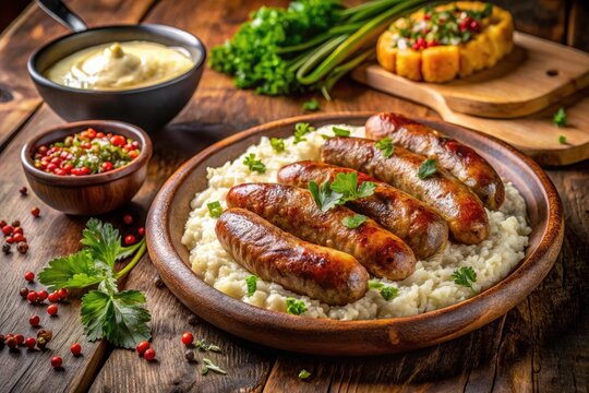 Picture-perfect Mombar: Indulge in flavorful stuffed sheep sausage with fluffy rice and creamy hummus; a feast for the eyes.