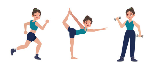 People character doing sport collection
