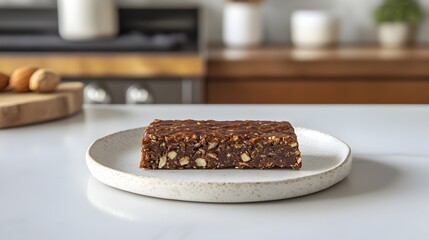 Delicious Nut and Seed Energy Bar on a Plate 