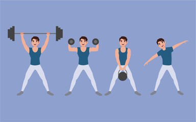 People character doing sport collection