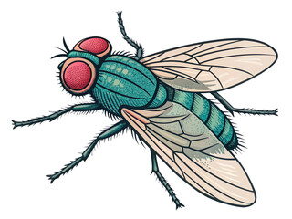 a fly bug retro illustration on transparent