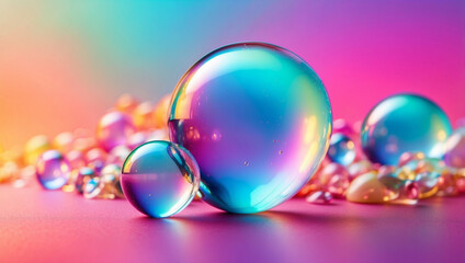 Fototapeta premium Pastel Background with Iridescent Balloon Bubble