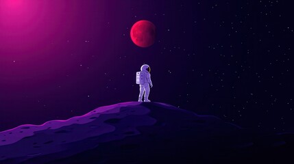 Obraz premium Astronaut exploring alien landscape mars digital art cosmic environment futuristic viewpoint space exploration concept