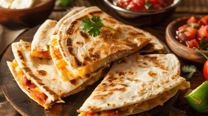 Freshly Grilled Quesadillas with Salsas and Garnishes