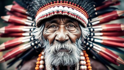 Elderly Man in Traditional Headdress: A Symbol of Wisdom and Heritage