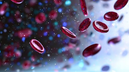 Fototapeta premium Microscopic Red Blood Cells Flowing in Human Circulatory System