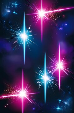 Fondo brillante con destellos de luz ne&oacute;n en tonos azul y rosa sobre fondo oscuro