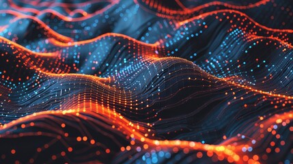 Obraz premium Dynamic Abstract Data Visualization with Colorful Wave Patterns