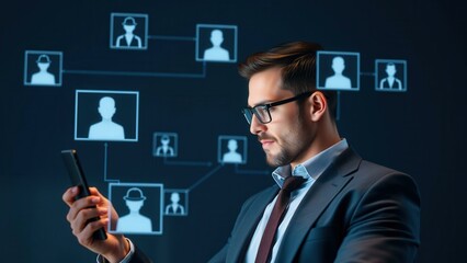 Professional Businessman Using Smartphone for Networking and Communication
