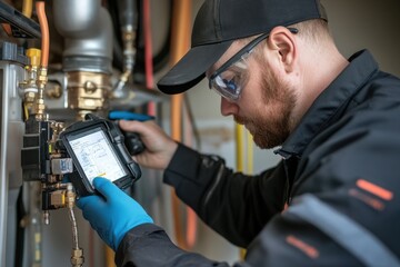 Professional plumber conducting leak detection services in residential area using advanced technology and tools for effective plumbing solutions