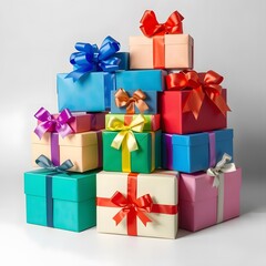 Obraz premium Colorful Gift Boxes with Ribbons and Bows