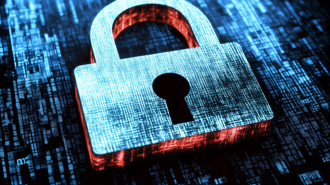 Datensicherheit im Internet, KI, Kinder vor Angriffen sch&uuml;tzen symbolisch Handy und Schloss Symbol Zahlencodes entschl&uuml;sseln mit KI Geheimnis Generative AI