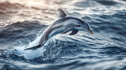 Fototapeta premium Graceful Dolphin Leaping From Turquoise Ocean Waves