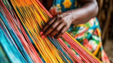 Vibrant Threads: A Weaver's Hands