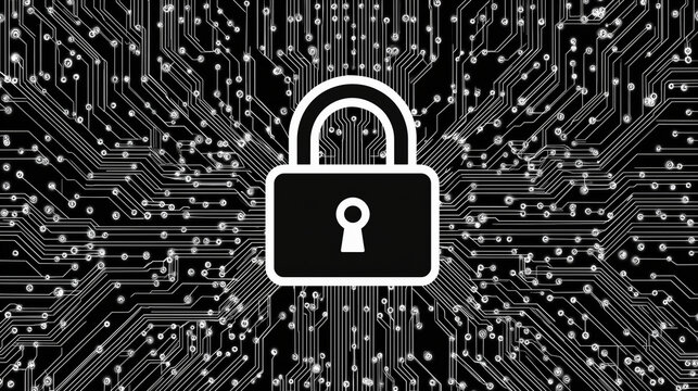 Datensicherheit im Internet, KI, Kinder vor Angriffen sch&uuml;tzen symbolisch Handy und Schloss Symbol Zahlencodes entschl&uuml;sseln mit KI Geheimnis Generative AI