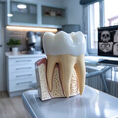 Root canal. Tooth model for education in laboratory.