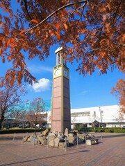 宇多津駅前の時計台　紅葉【香川県綾歌郡宇多津町】8