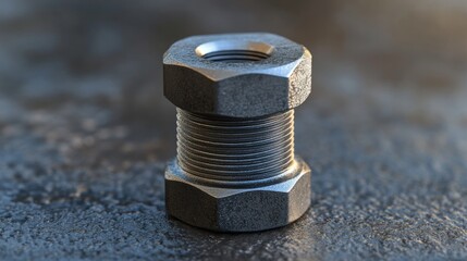 Close-up of a Metal Coupling Nut