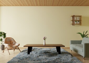 Living room with cream walls and decorated with sofas.