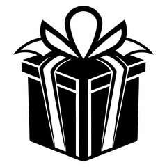 a silhouette gift box vector