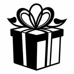 a silhouette gift box vector