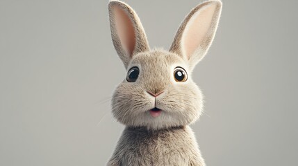 Obraz premium Captivating Gray Rabbit with Curious Expression in Studio Setting