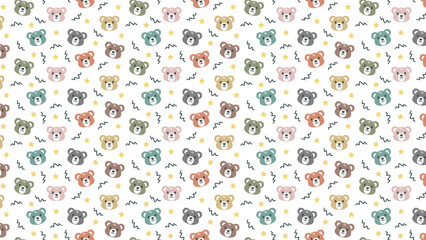 Bear seamless pattern kids hand drawn background design