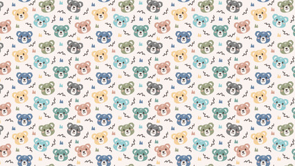 Fototapeta premium Cool bear seamless pattern kids hand drawn background designs