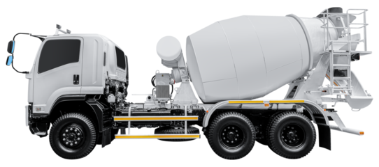 White cement mixer truck