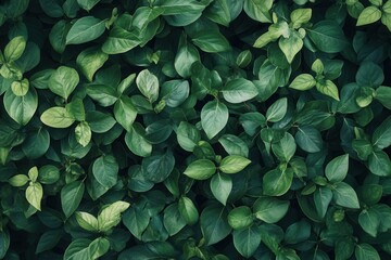 Obraz premium Lush green leaves creating a vibrant, natural backdrop.