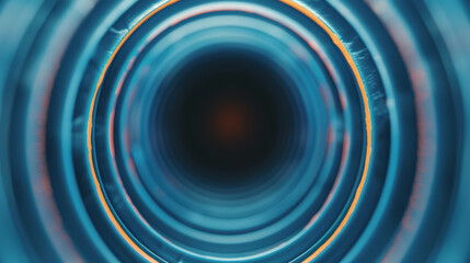 Abstract View of a Circular Tunnel with Blue and Orange Light Effects Creating a Modern Futuristic Atmosphere