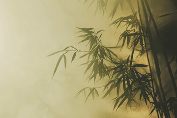 Obraz premium Gentle shadows of bamboo create a serene atmosphere in soft natural light