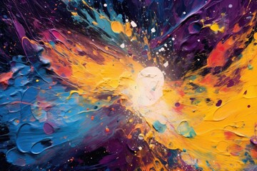 Obraz premium Abstract Colorful Paint Explosion Galaxy Art
