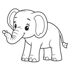 Obraz premium Elephant line art vector on white background 