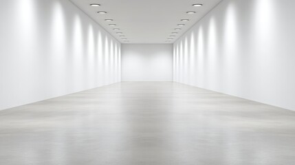 Obraz premium Minimalist White Corridor Modern Interior Empty Gallery Space Clean Architecture Bright Lighting