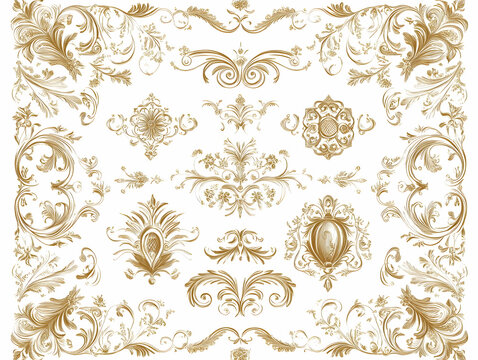 Gold Baroque Illustration, Ornate Design