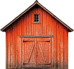 Rustic red barn with a charming wooden door