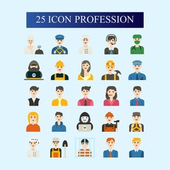 Red and black gradient profession icons, job designs such as, doctor, driver, teacher, carpenter, plumber, police, pilot, captain, graduate