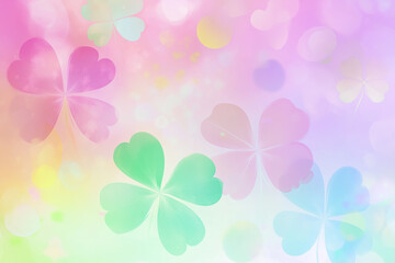 Obraz premium Multi-coloured four leaf clovers shamrocks on colourful background for St. Patrick's Day