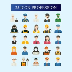 Fototapeta premium Red and black gradient profession icons, job designs such as, doctor, driver, teacher, carpenter, plumber, police, pilot, captain, graduate