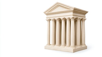 Fototapeta premium Ancient Greek Temple Model Architecture Columns Classic Design Isolated on White