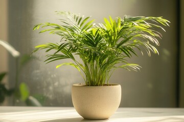 Fototapeta premium Lush green plant in a minimalist pot, enhancing decor.