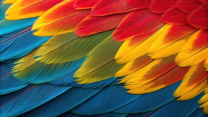 Obraz premium Vibrant feathers of a macaw showcasing bright colors