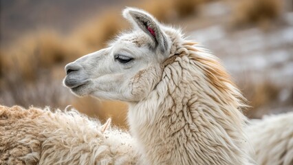 Obraz premium Close-up of a serene llama in a natural setting