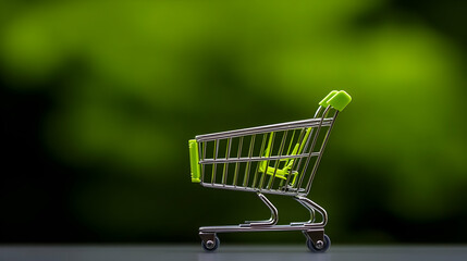 Shopping Cart 3D Render Green Background