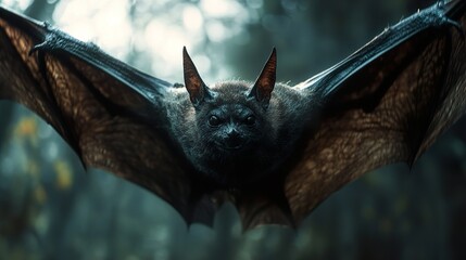 Obraz premium Intense Closeup of a Bat in the Dark Forest