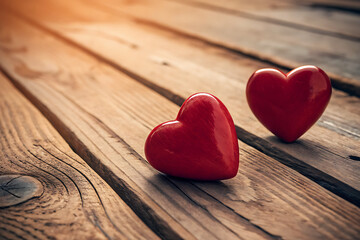 Fototapeta premium valentines day background with two red hearts