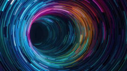 Vibrant Abstract Swirling Lines Creating a Dynamic Illusion of Depth and Motion in Dark Background