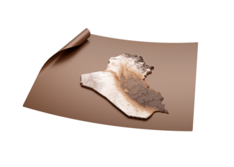 Map Of Iraq Old Style Brown On Unrolled Map Paper Sheet On White Background 3d Illustration
