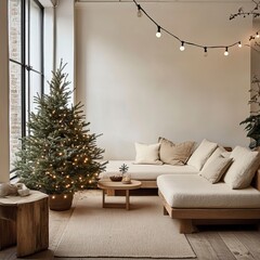 Scandinavian Minimalist Christmas Living Room Decor Elegant Christmas Living Room, Elegant Christmas Living Room, Happy Christmas day, Winter vibe 